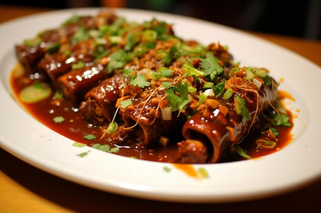 Enchilades de poitrine avec sauce chili à l'ancho