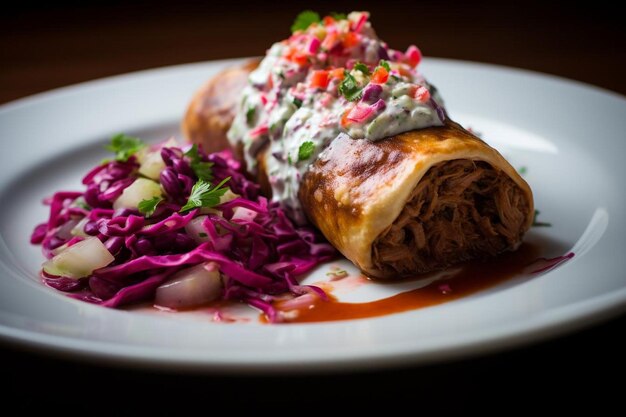 Enchilades de porc au barbecue avec de la salade de chou