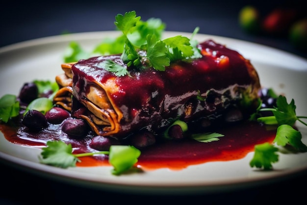 Enchilades végétaliennes au haricot noir et à la plantaine avec avocado