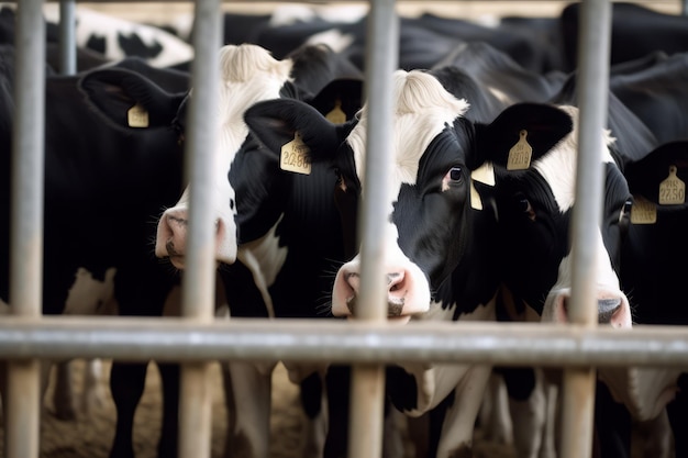 Enclos pour vaches laitières Animaux de ferme Groupe de bovins Mammifères Générer Ai