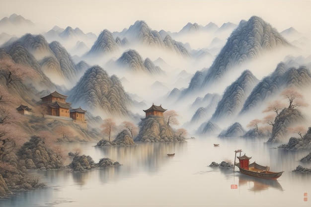 Encre d'art de paysage chinois