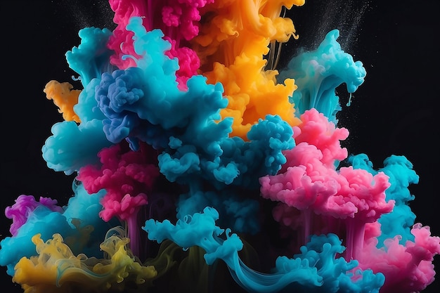 L'encre verticale dans l'eau arrière-plan abstrait couleur de mouvement papier peint nuage d'encre coloré