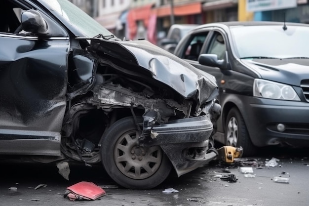 Endommagé dans des véhicules lourds accidentés après une collision sur le site d'un accident de la rue de la ville Sécurité routière