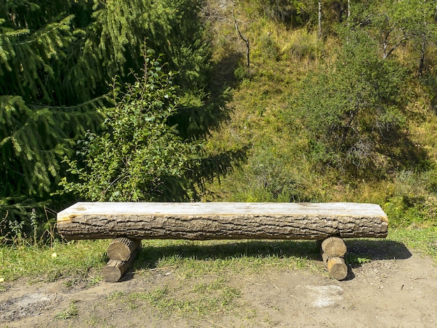 Un endroit pour se détendre dans les montagnes Banc en bois sous l'arbre Beau paysage