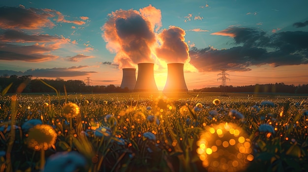 Photo l'énergie atomique l'énergie nucléaire joue un rôle essentiel dans la production mondiale d'électricité en offrant une solution