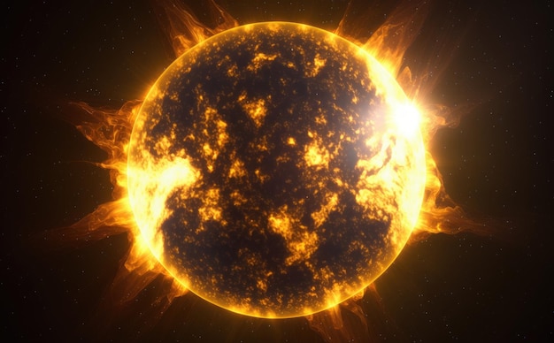 énergie explosive du soleil dans l'arrière-plan de l'espace généré par ai