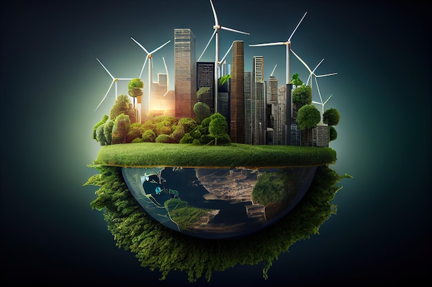 L'énergie verte pour un avenir durable Le concept ESG d'IA générative environnementale