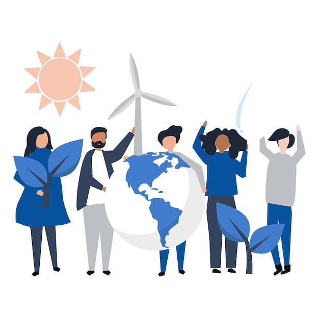 Énergies renouvelables illustration png fond transparent