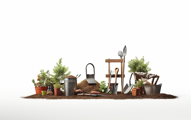 Photo l'enfance s'amuse avec des outils de jardinage en 8k réaliste