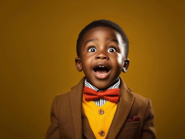 Enfant africain dans une pose dynamique émotionnelle à l'école