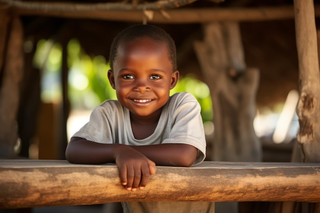 un enfant d'Afrique sourit à la caméra