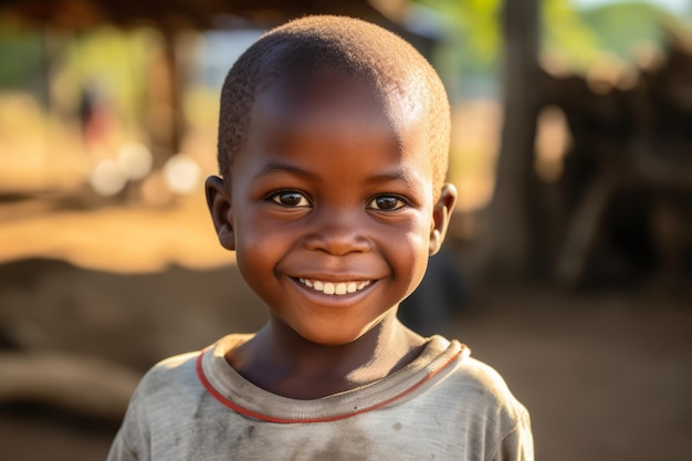 un enfant d'Afrique sourit à la caméra