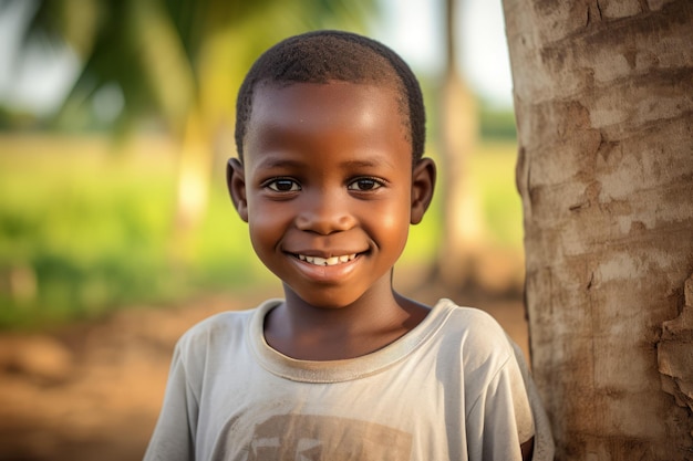 un enfant d'Afrique sourit à la caméra