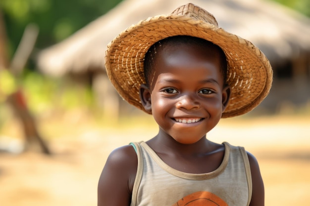 un enfant d'Afrique sourit à la caméra