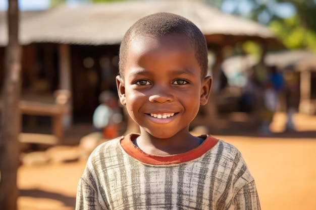 un enfant d'Afrique sourit à la caméra