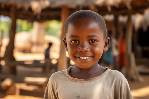 un enfant d'Afrique sourit à la caméra