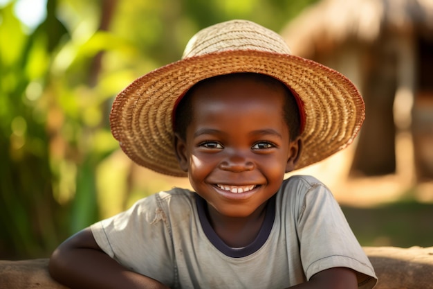 un enfant d'Afrique sourit à la caméra