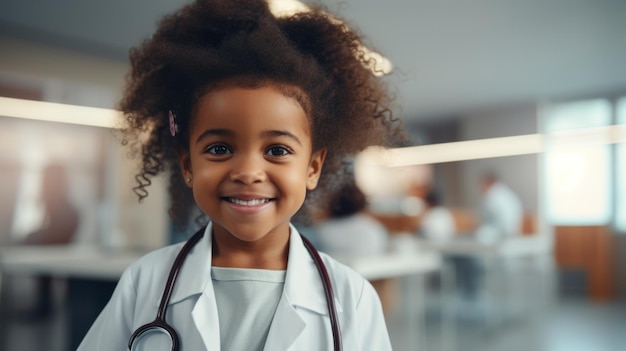 Photo un enfant afro-américain déguisé en médecin