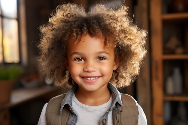 Une enfant afro-américaine heureuse souriante