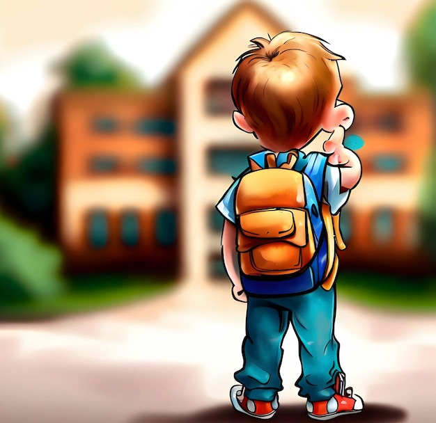 Photo enfant d'anime avec un sac à dos adapté pour le retour à l'école