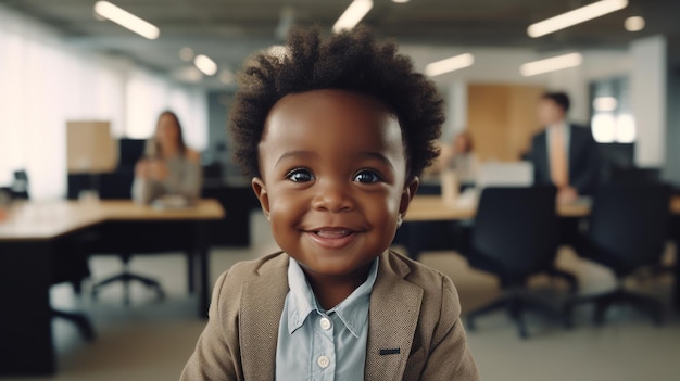 Photo enfant au travail au bureau assis à la table bébé au travail