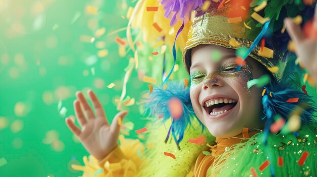 Photo un enfant célèbre le carnaval.