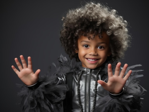 Un enfant en costume d'Halloween avec une pose ludique