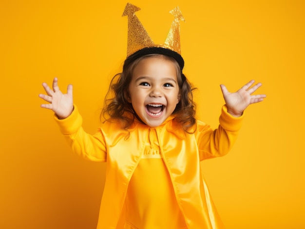 Un enfant en costume d'Halloween avec une pose ludique