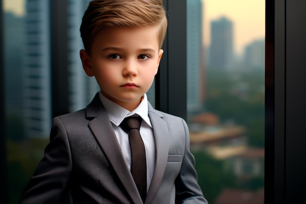Un enfant en costume d'homme d'affaires Futur homme d'affaires