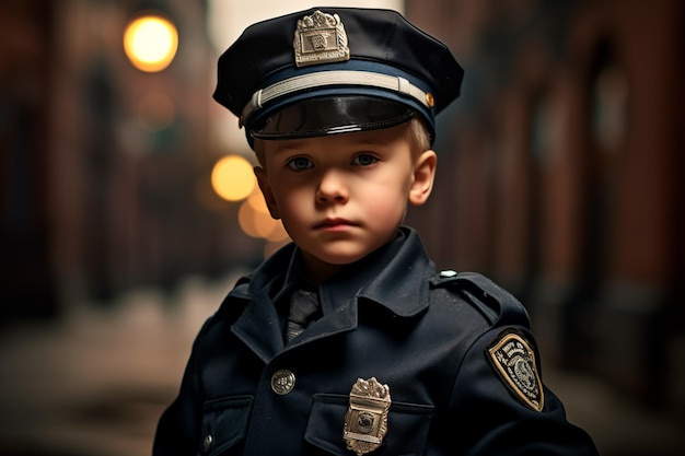 Un Enfant En Costume De Policier Futur Policier