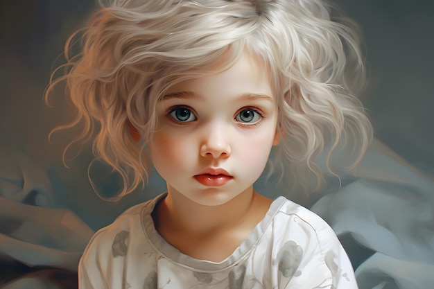 Un enfant doux et innocent avec de grands yeux de biche et des cheveux courts de couleur pastel