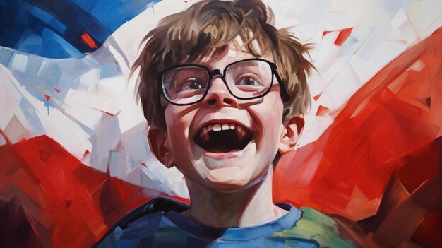 Photo l'enfant du drapeau russe