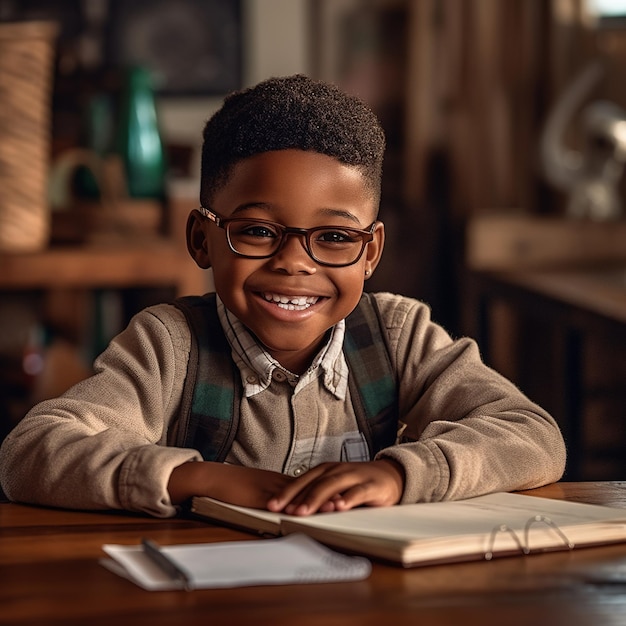 Enfant écolière souriant AI générative