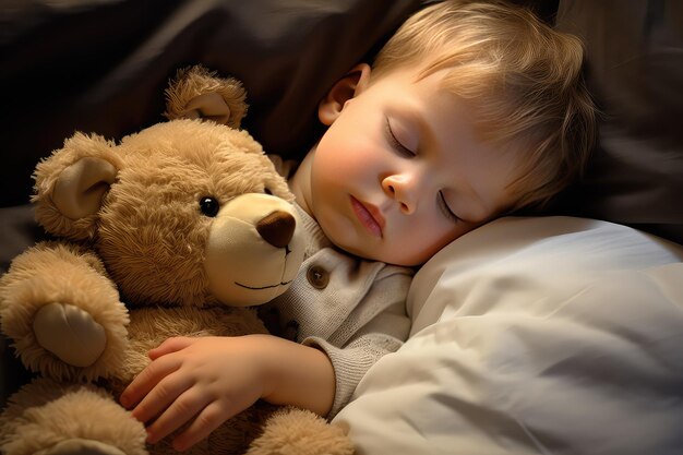 Un enfant endormi et heureux