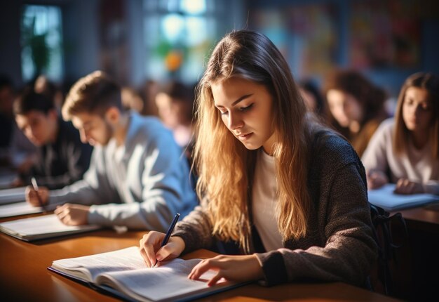 l'enfant fait ses devoirs dans un livre sur un bureau