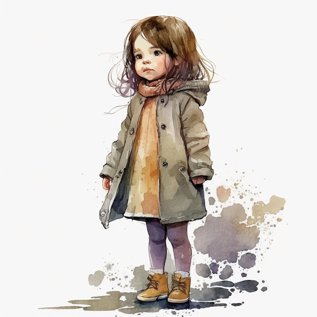 Enfant féminine à l'aquarelle