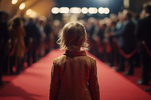 Enfant fille en veste tapis rouge Générer AI