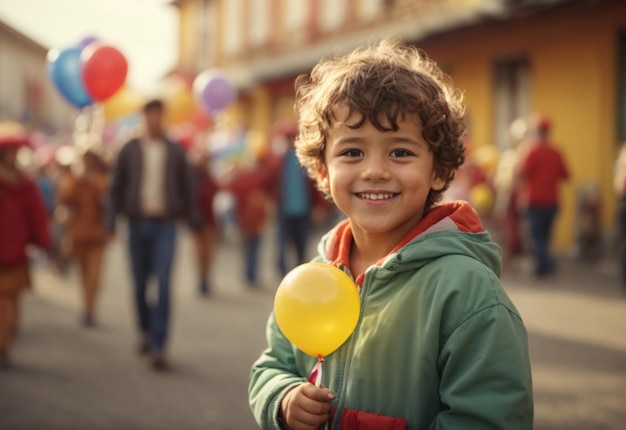 Un enfant heureux jouant au carnaval