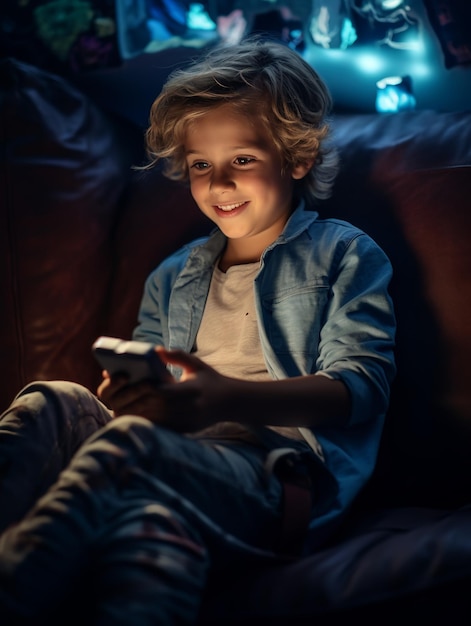 Un enfant joue à un jeu sur un smartphone et quelqu'un regarde une vidéo