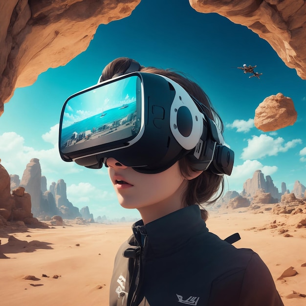 enfant avec des lunettes de réalité virtuelle