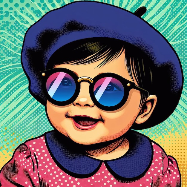 un enfant avec des lunettes de soleil et un chapeau