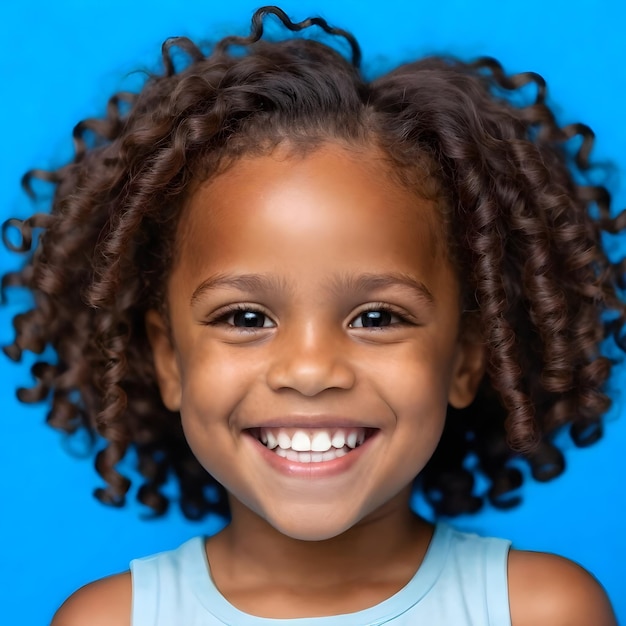 Photo un enfant noir africain avec des cheveux bouclés très heureux et souriant et joyeux