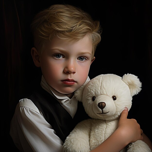 Un enfant avec un ours en peluche dans les bras