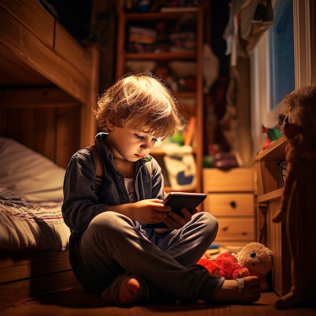 Enfant avec photo de smartphone