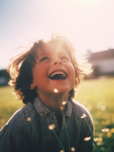 L'enfant le plus heureux du monde Joli bébé souriant sans soucis