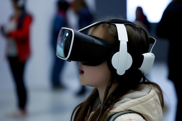 Enfant portant un casque de réalité virtuelle