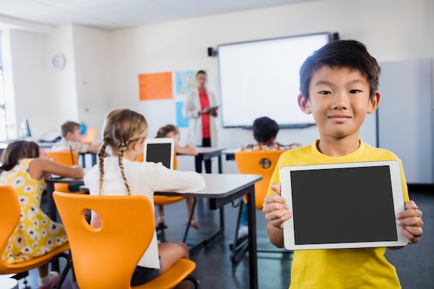 Enfant, poser, tablette