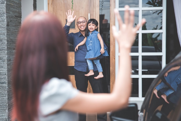 Enfant, saluer, parent