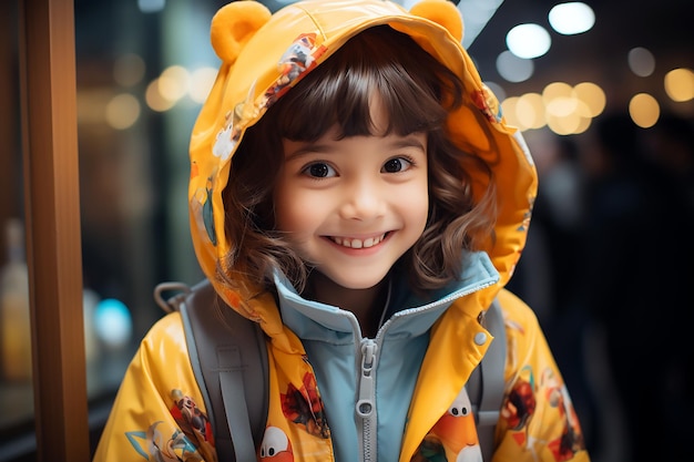 Une enfant souriante en jaune