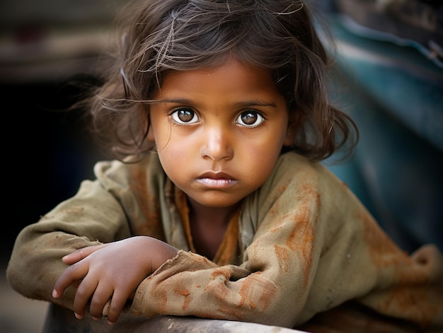 Photo un enfant avec des traits indiens qui semble être choqué